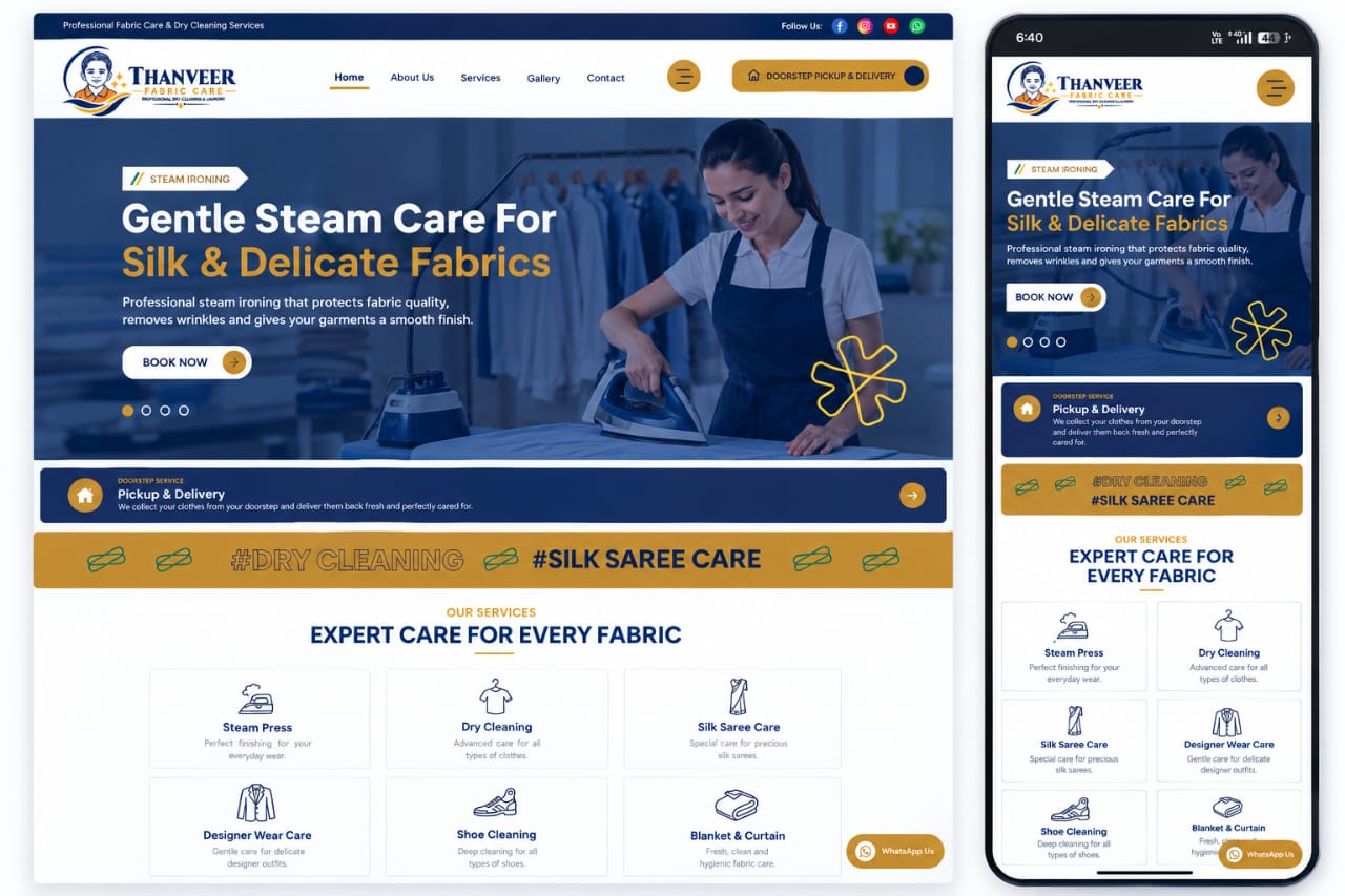 Thanveer Fabric Care Website Development Project